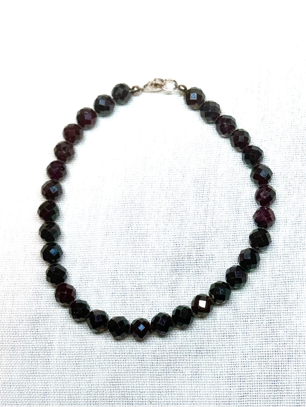 Faceted Garnet Hand Crafted Bracelet - Deep Garnet Red - 8” - Picture 3 of 4